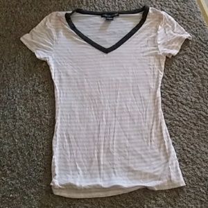 Pink and White V neck
